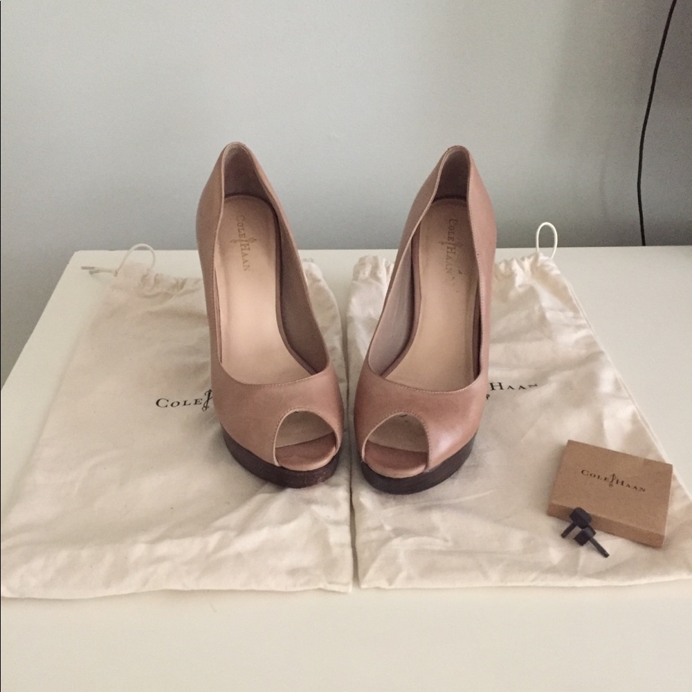 Cole Haan + Nike Air peep toe nude heels
